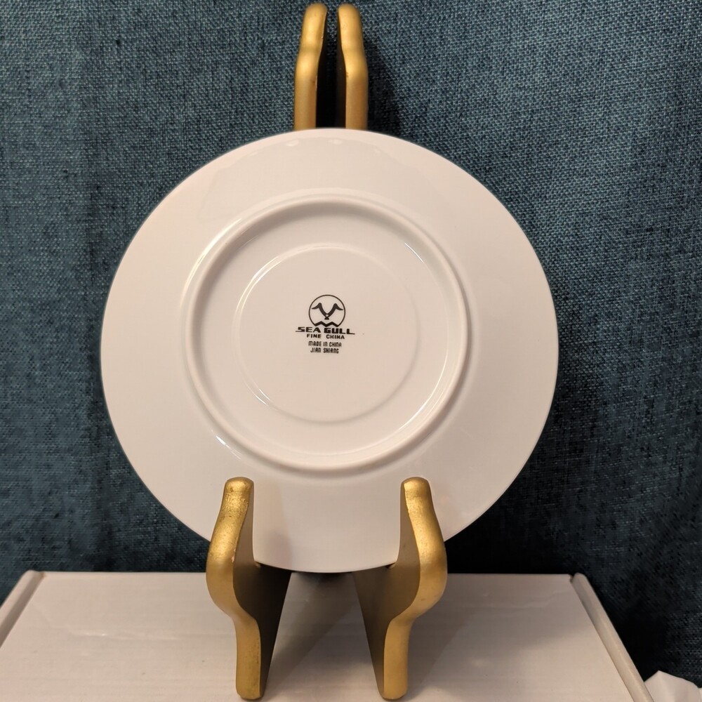 Set of 4 Sea Gull Fine China Saucers 6" | Jian Shang Gold Trim | Replacement - Picture 7 of 16